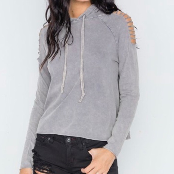 Gilded Intent Tops - Gilded Intent Cut Shoulders Lightweight Pullover